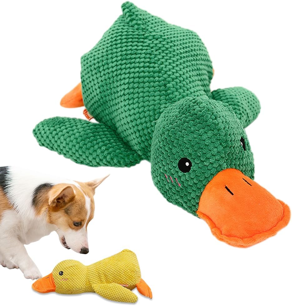 45 CM Calming Duck Dog Toy, 2025 Upgraded Dog Toys for Aggressive Chewers, Mellow Dogs Calming Ducks, The Mellow Ducks Calmin Pillow, Quack-Quack Ducks Chew Toy for Large Medium Small Dogs (Green)