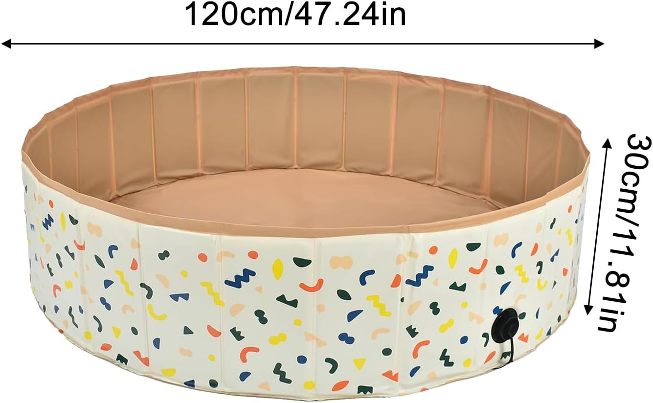 Foldable Dog Paddling Pool, 30x120cm PVC Paddling Pool For Kids And Dogs, Non-Slip Doggie Bathtub Quick To Set Up And Drainage Hole Pet Bathtub - Indoor & Outdoor