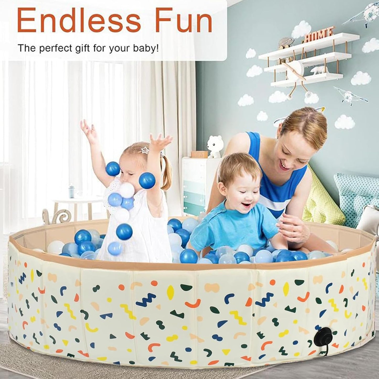 Foldable Dog Paddling Pool, 30x120cm PVC Paddling Pool For Kids And Dogs, Non-Slip Doggie Bathtub Quick To Set Up And Drainage Hole Pet Bathtub - Indoor & Outdoor