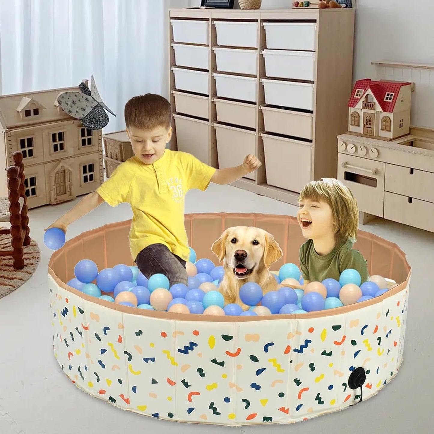 Foldable Dog Paddling Pool, 30x120cm PVC Paddling Pool For Kids And Dogs, Non-Slip Doggie Bathtub Quick To Set Up And Drainage Hole Pet Bathtub - Indoor & Outdoor
