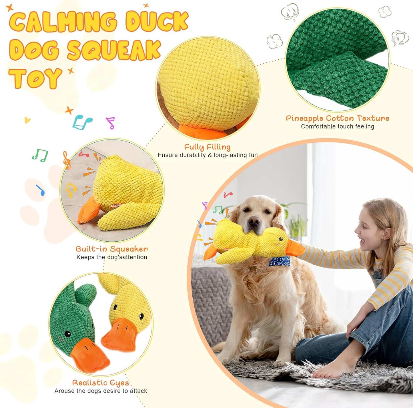 45 CM Calming Duck Dog Toy, 2025 Upgraded Dog Toys for Aggressive Chewers, Mellow Dogs Calming Ducks, The Mellow Ducks Calmin Pillow, Quack-Quack Ducks Chew Toy for Large Medium Small Dogs (Green)