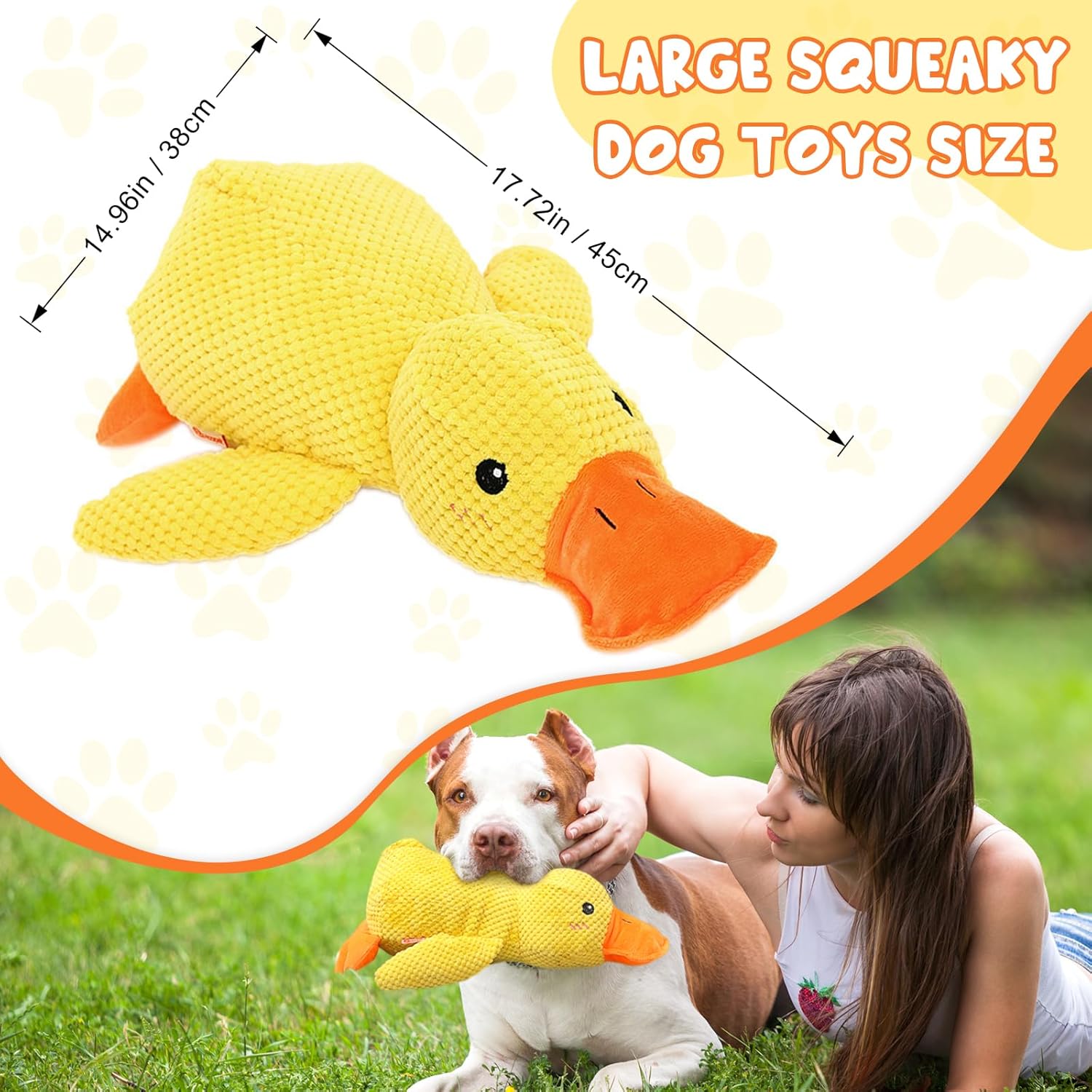 45 CM Calming Duck Dog Toy, 2025 Upgraded Dog Toys for Aggressive Chewers, Mellow Dogs Calming Ducks, The Mellow Ducks Calmin Pillow, Quack-Quack Ducks Chew Toy for Large Medium Small Dogs (Green)
