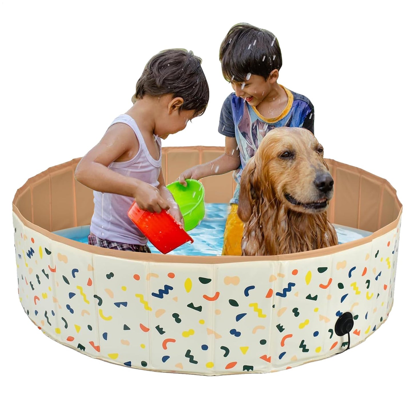 Foldable Dog Paddling Pool, 30x120cm PVC Paddling Pool For Kids And Dogs, Non-Slip Doggie Bathtub Quick To Set Up And Drainage Hole Pet Bathtub - Indoor & Outdoor