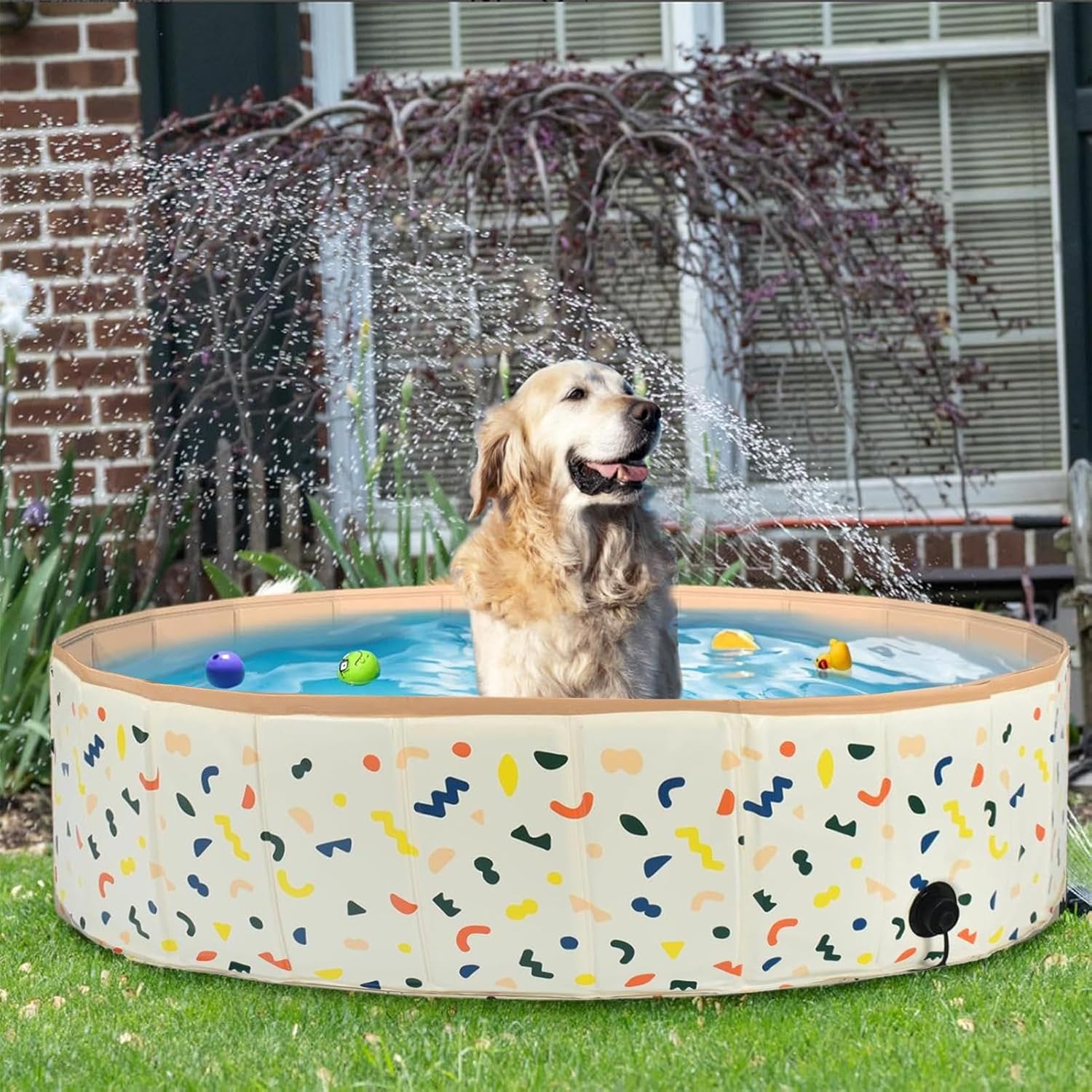 Foldable Dog Paddling Pool, 30x120cm PVC Paddling Pool For Kids And Dogs, Non-Slip Doggie Bathtub Quick To Set Up And Drainage Hole Pet Bathtub - Indoor & Outdoor